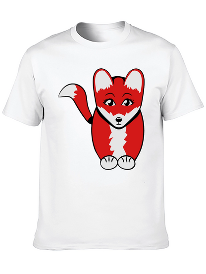 Cute Cartoon Fox Graphic T-Shirt - Black