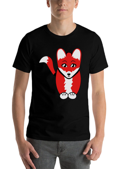 Cute Cartoon Fox Graphic T-Shirt - Black