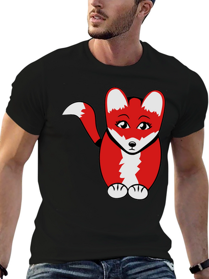 Cute Cartoon Fox Graphic T-Shirt - Black
