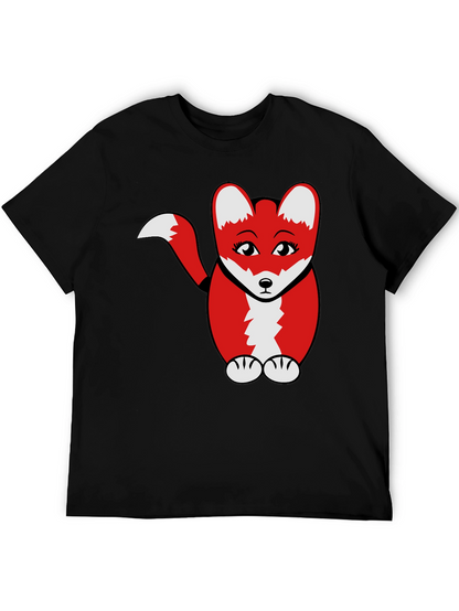 Cute Cartoon Fox Graphic T-Shirt - Black