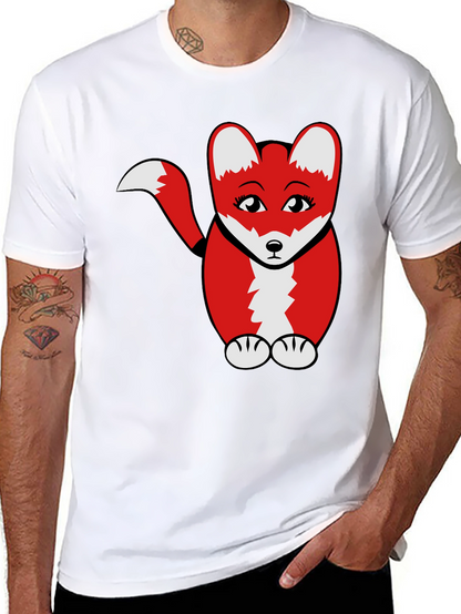 Cute Cartoon Fox Graphic T-Shirt - Black