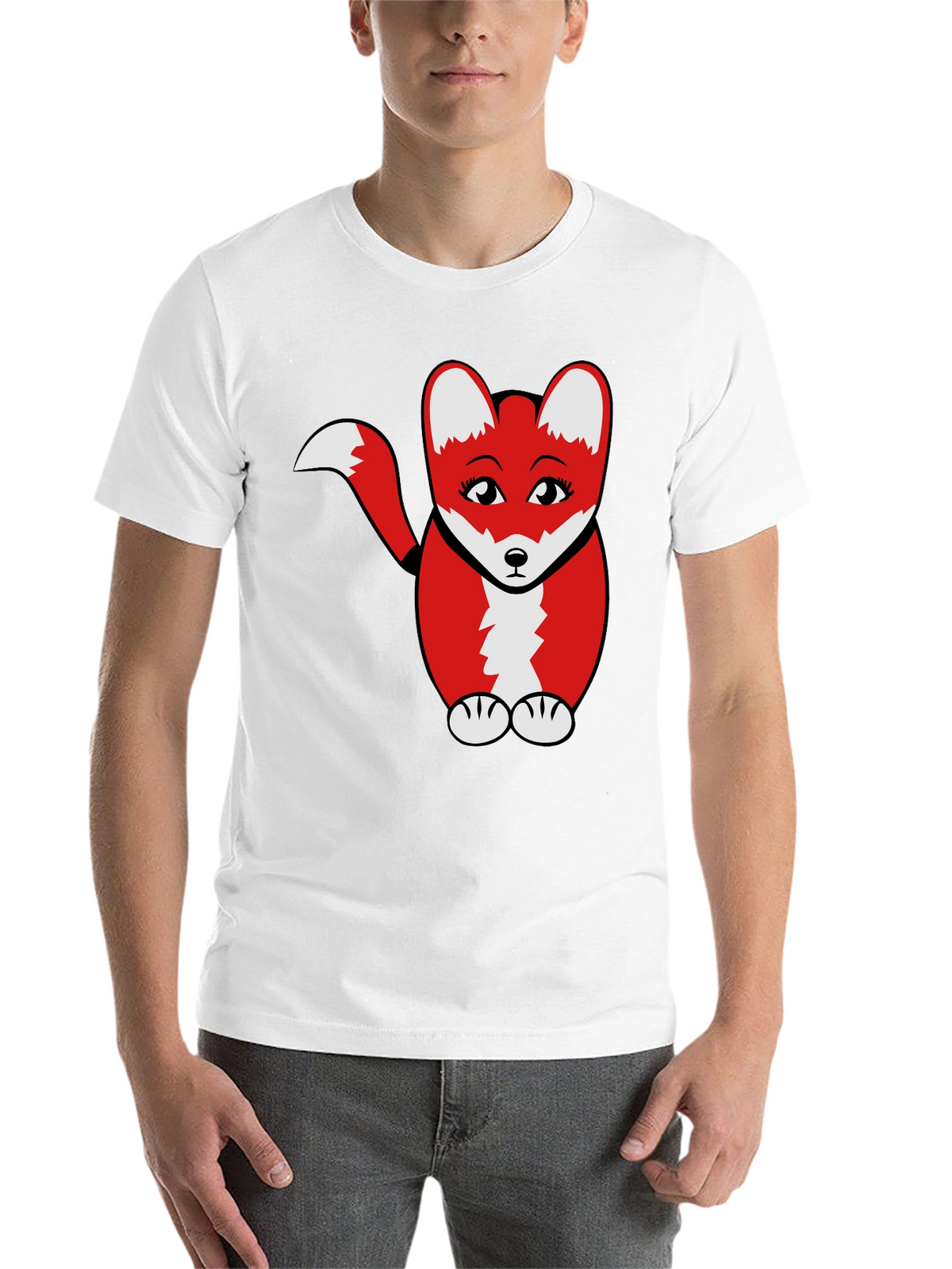 Cute Cartoon Fox Graphic T-Shirt - Black