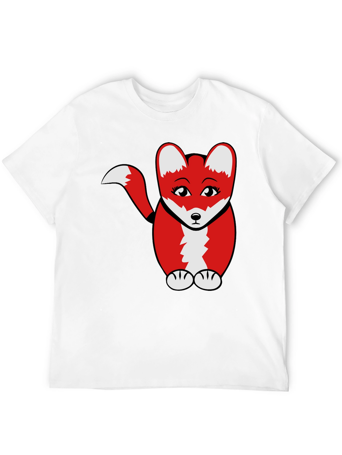 Cute Cartoon Fox Graphic T-Shirt - Black