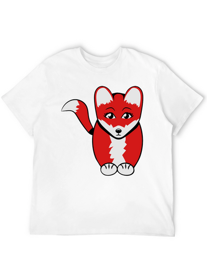 Cute Cartoon Fox Graphic T-Shirt - Black