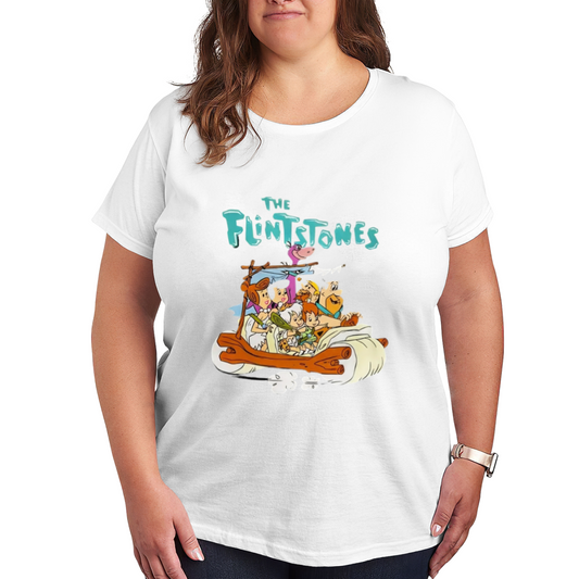Retro The Flintstones Family Plus Size Graphic T-Shirt