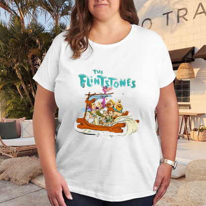 Retro The Flintstones Family Plus Size Graphic T-Shirt