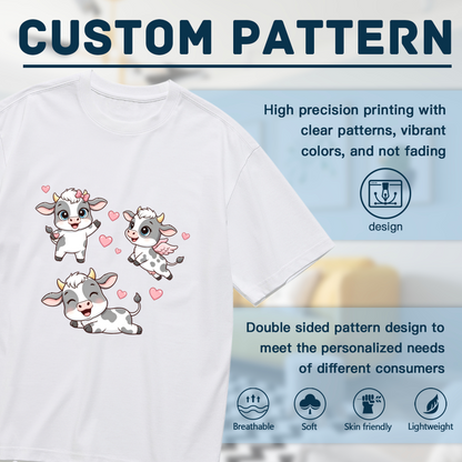 Cute Angel Calf Pink Hearts Plus Size Women Graphic T-Shirt