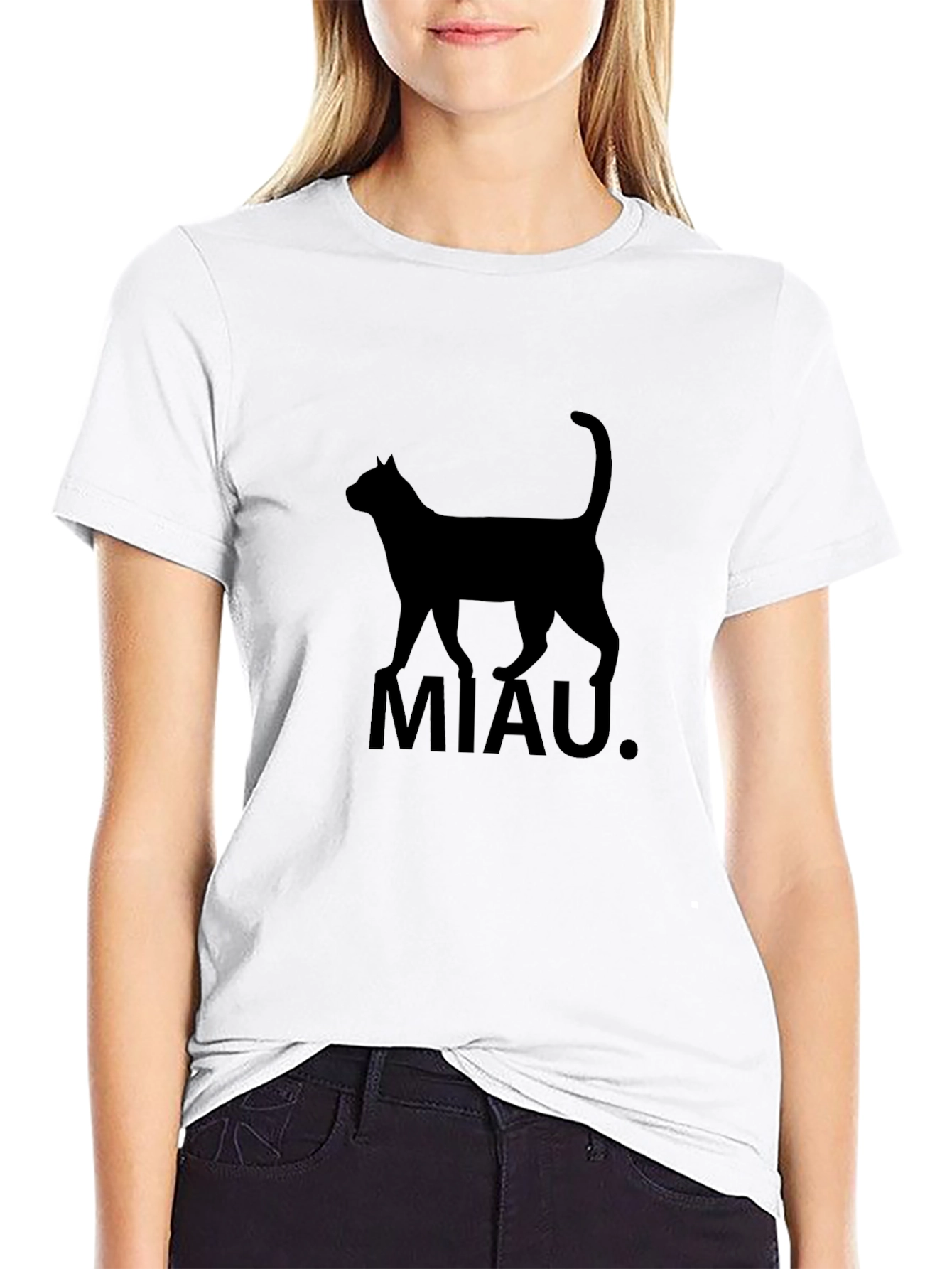 Black Cat MIAU T-Shirt - Graphic Tee