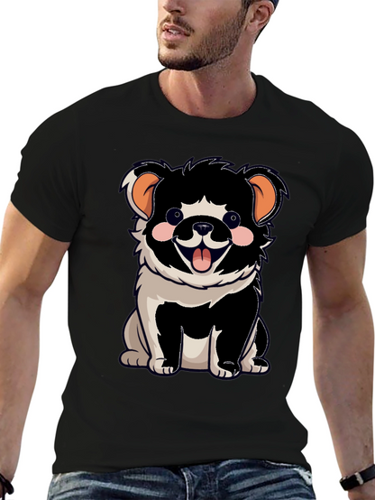 Cartoon Dog Graphic T-Shirt Black Unisex