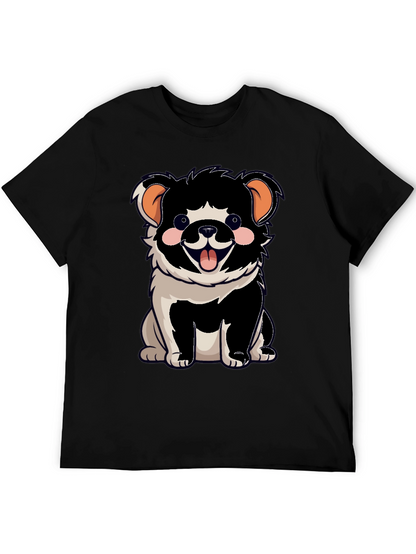 Cartoon Dog Graphic T-Shirt Black Unisex