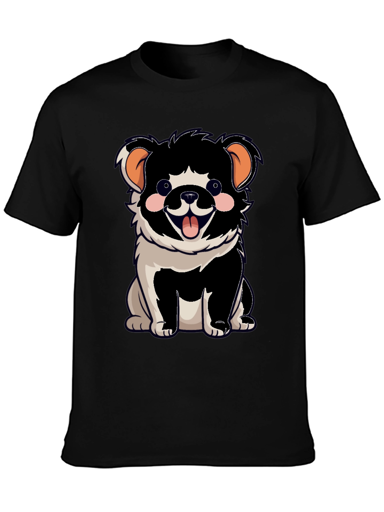 Cartoon Dog Graphic T-Shirt Black Unisex