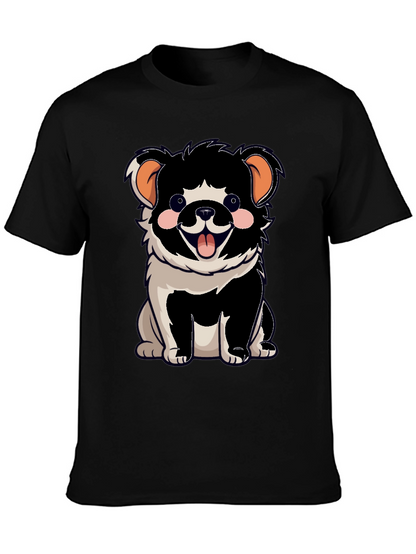 Cartoon Dog Graphic T-Shirt Black Unisex