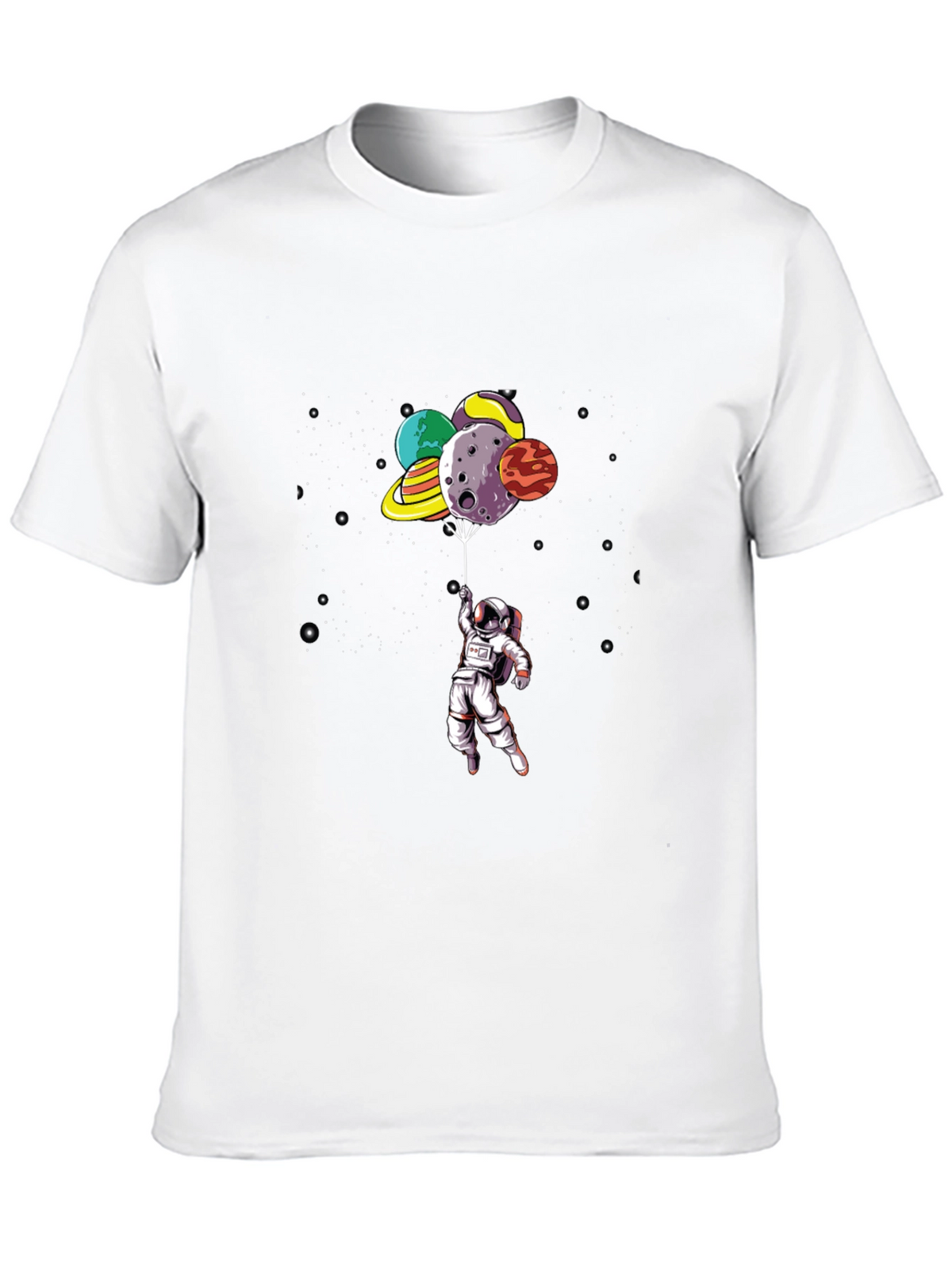 Astronaut Planet Balloon Black Graphic Tee