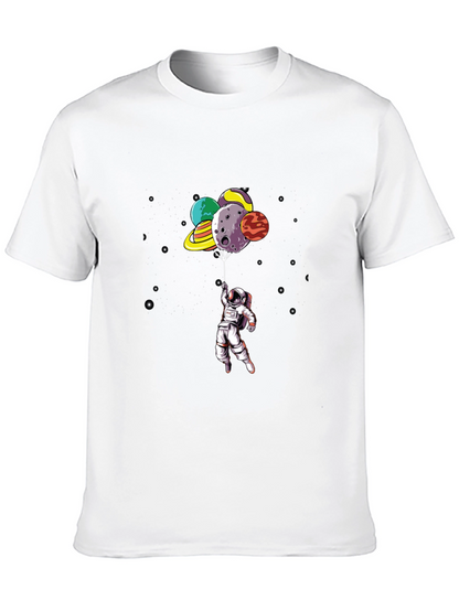 Astronaut Planet Balloon Black Graphic Tee