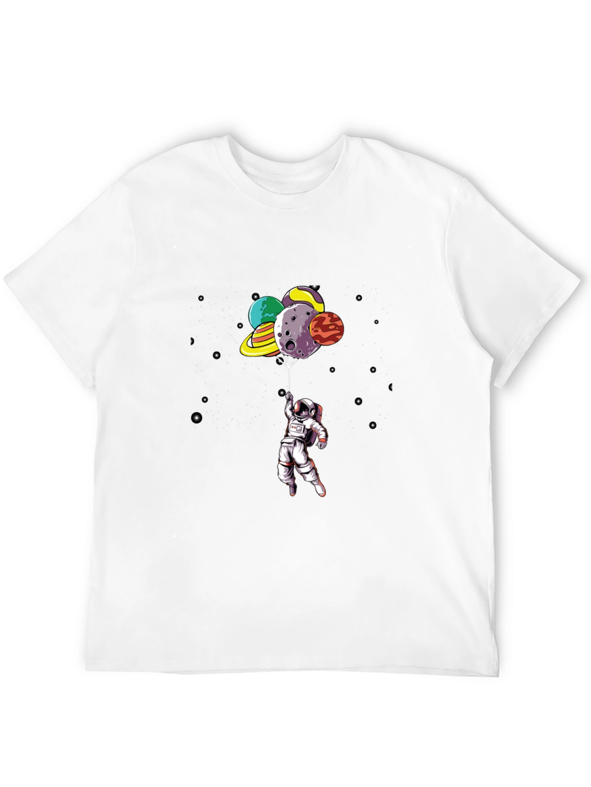 Astronaut Planet Balloon Black Graphic Tee