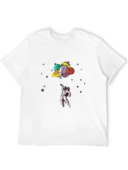 Astronaut Planet Balloon Black Graphic Tee