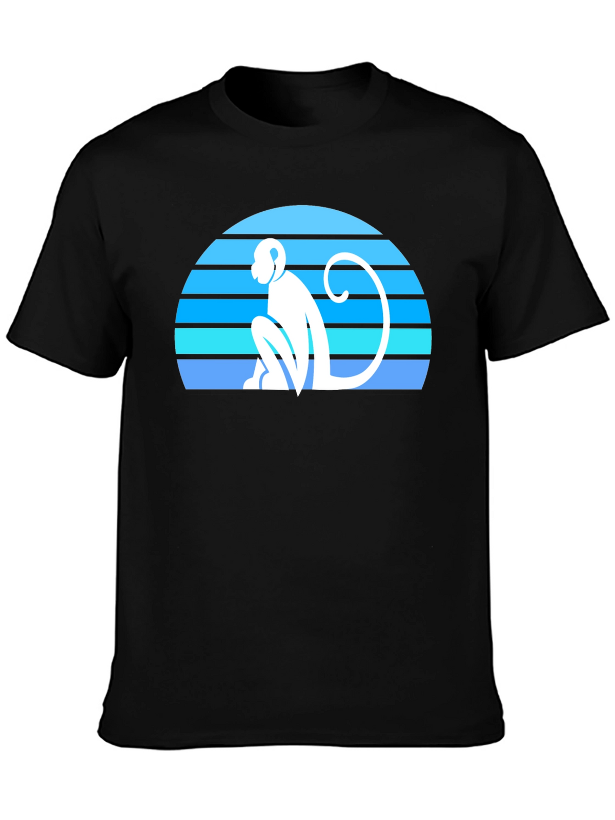 Retro Monkey Silhouette Graphic Tee - Black