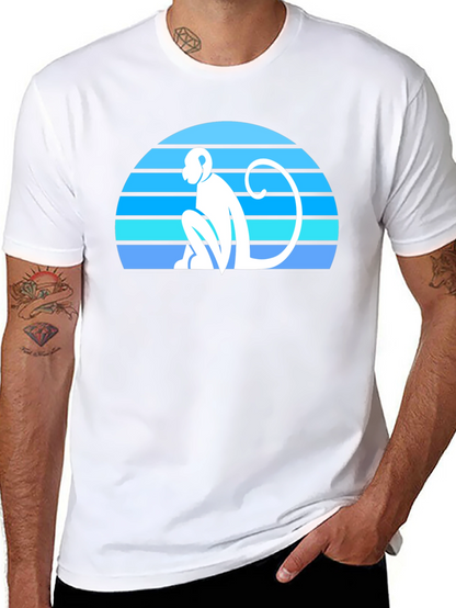 Retro Monkey Silhouette Graphic Tee - Black