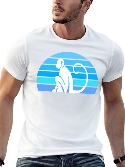 Retro Monkey Silhouette Graphic Tee - Black
