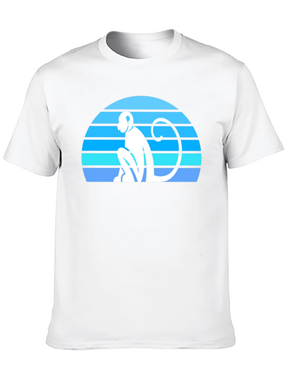 Retro Monkey Silhouette Graphic Tee - Black