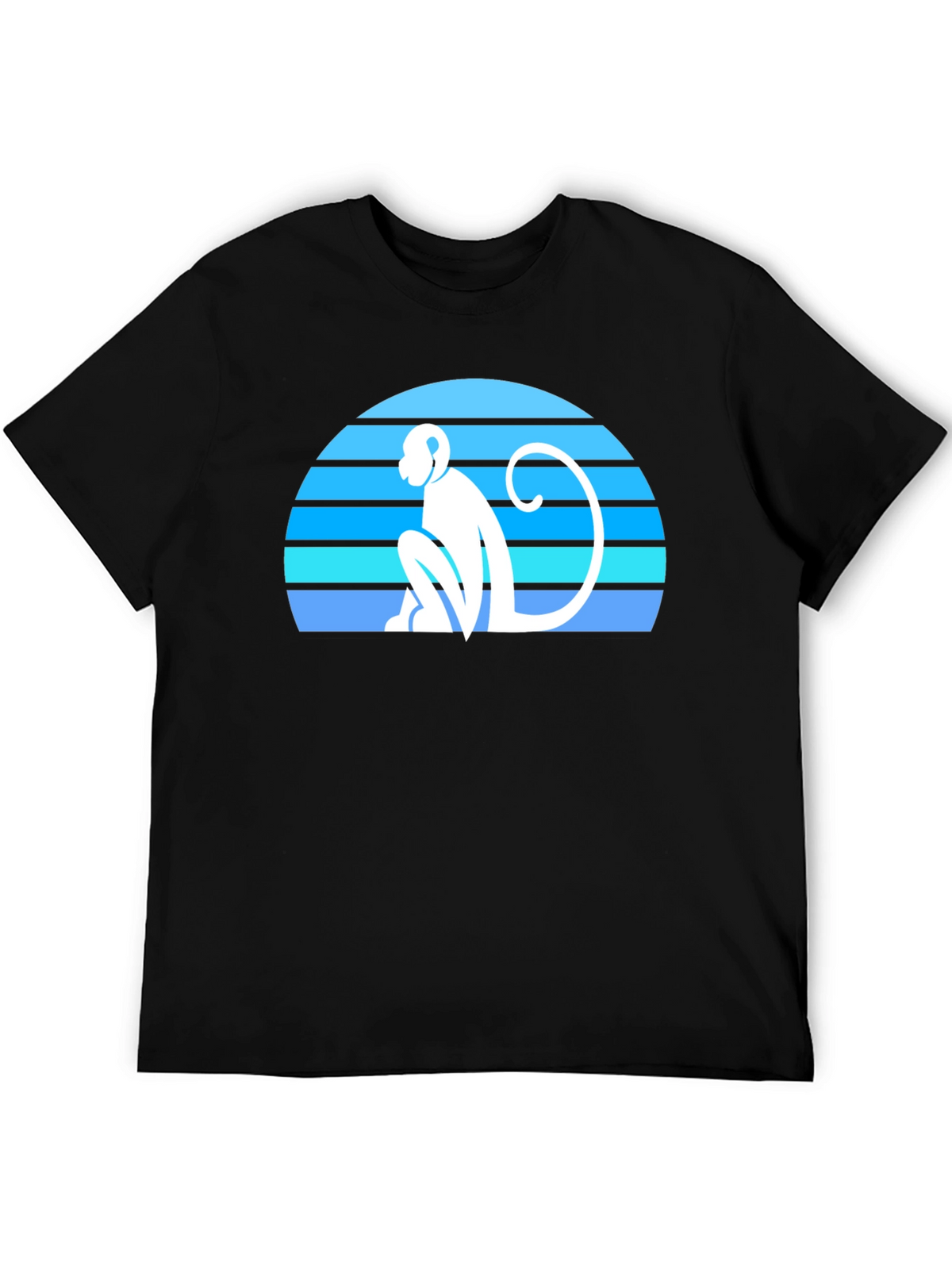 Retro Monkey Silhouette Graphic Tee - Black