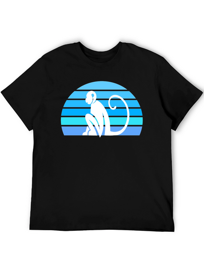 Retro Monkey Silhouette Graphic Tee - Black