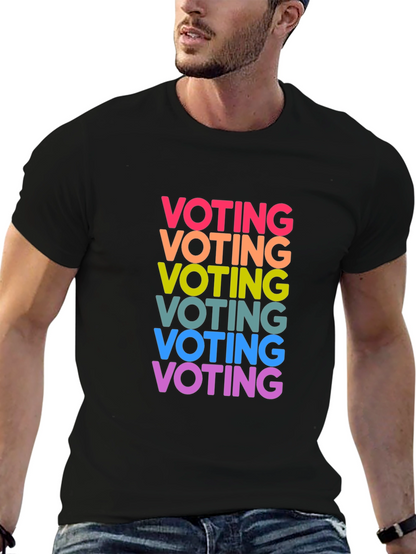 Vote Rainbow Text Graphic Black Tee