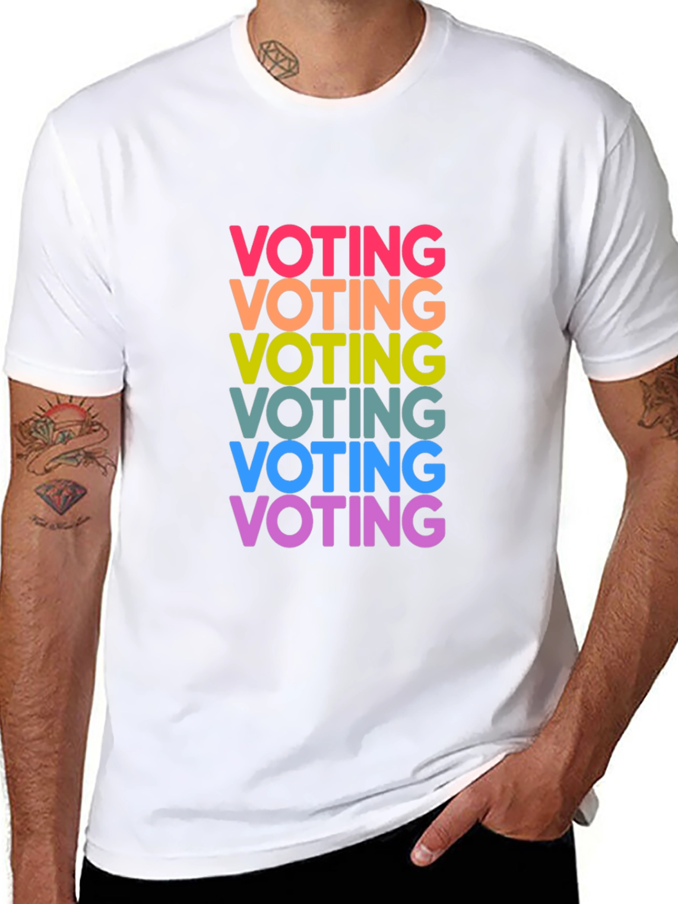 Vote Rainbow Text Graphic Black Tee