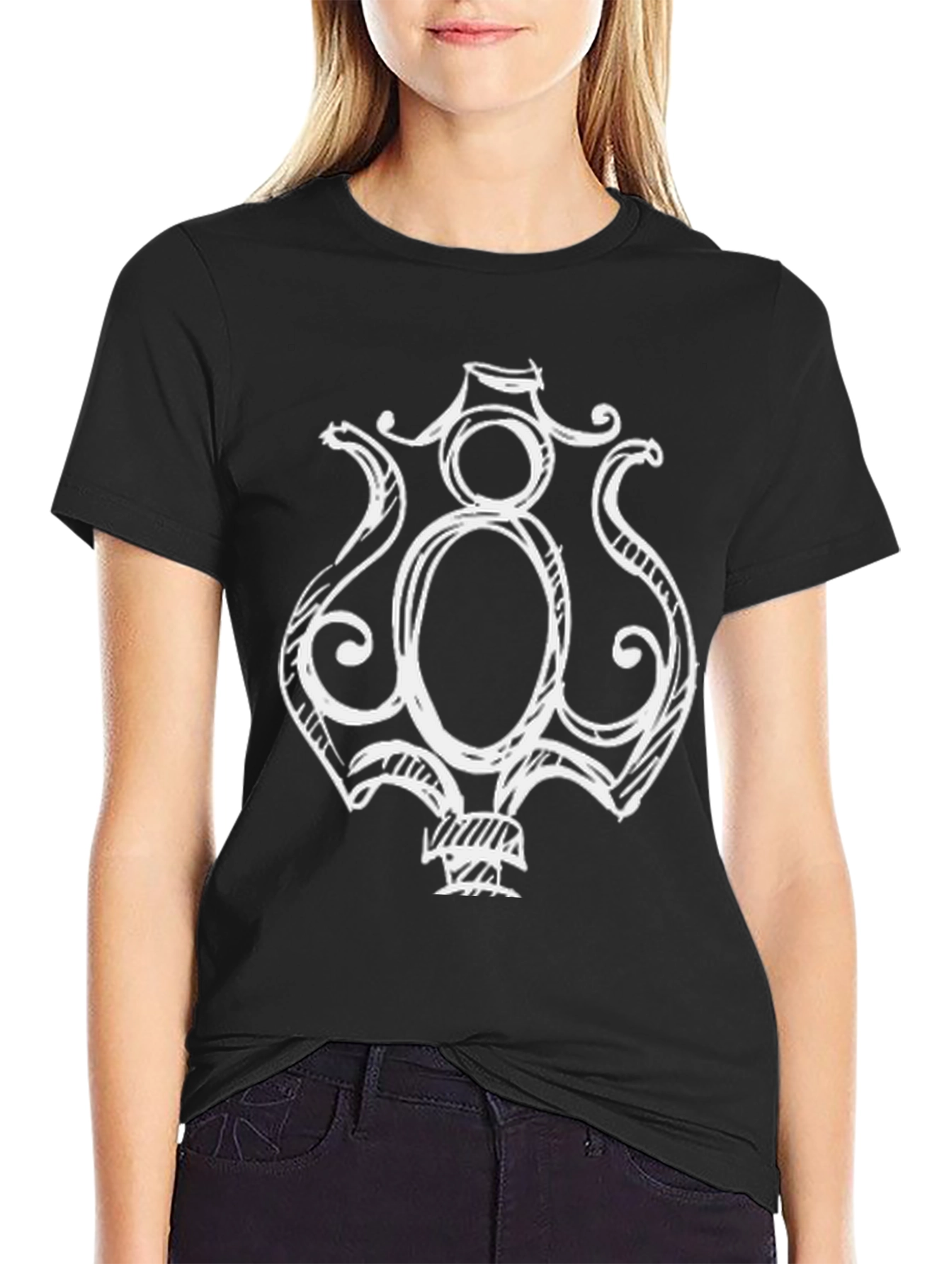 Unique Graphic Tee - Black Cotton Blend