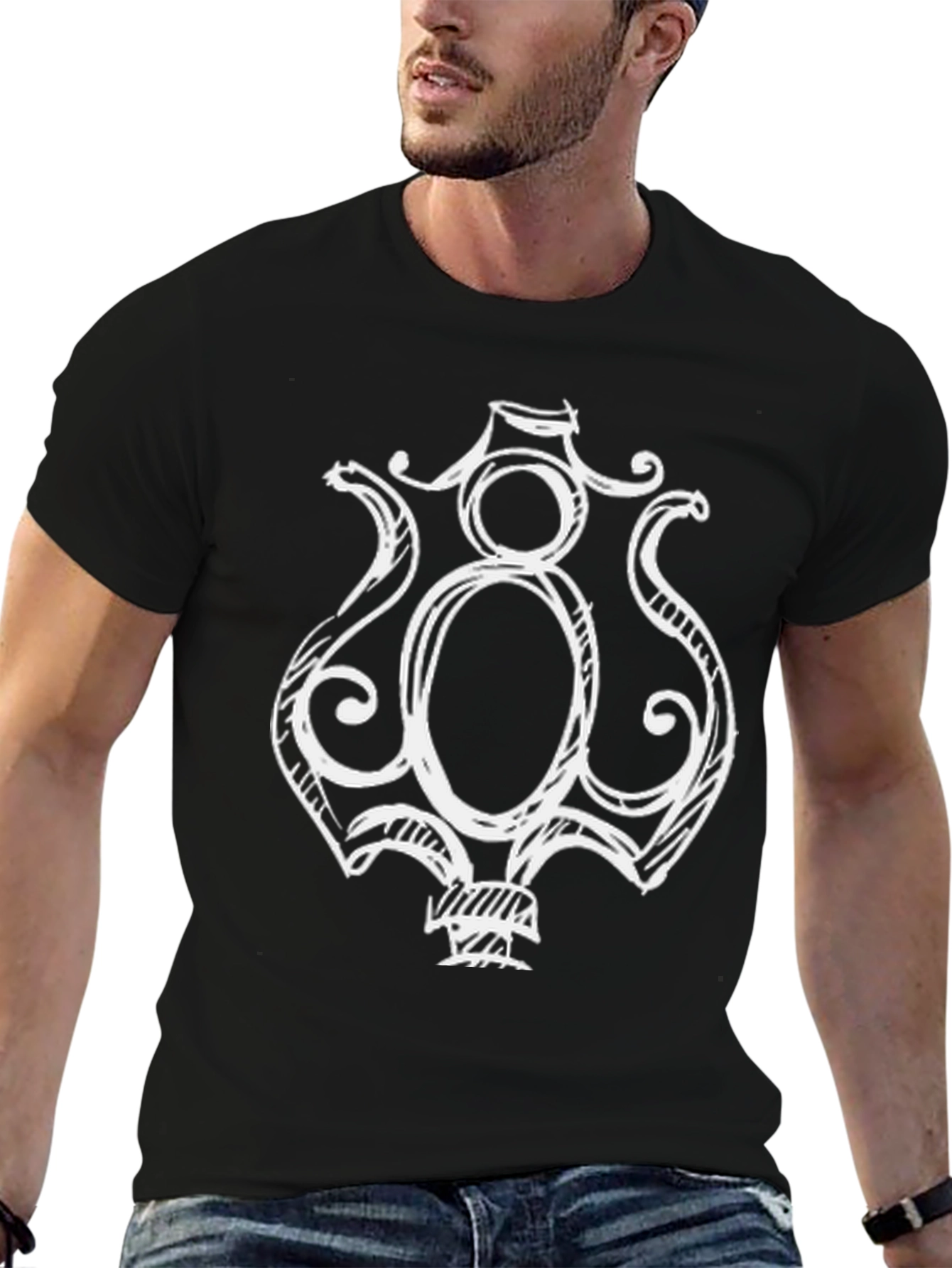 Unique Graphic Tee - Black Cotton Blend