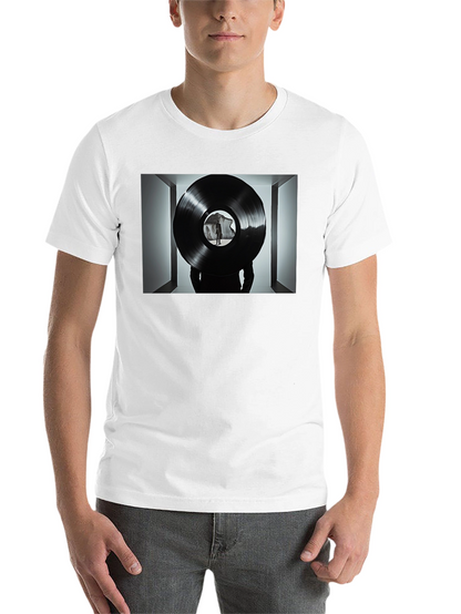 Abstract Record Print Black Tee