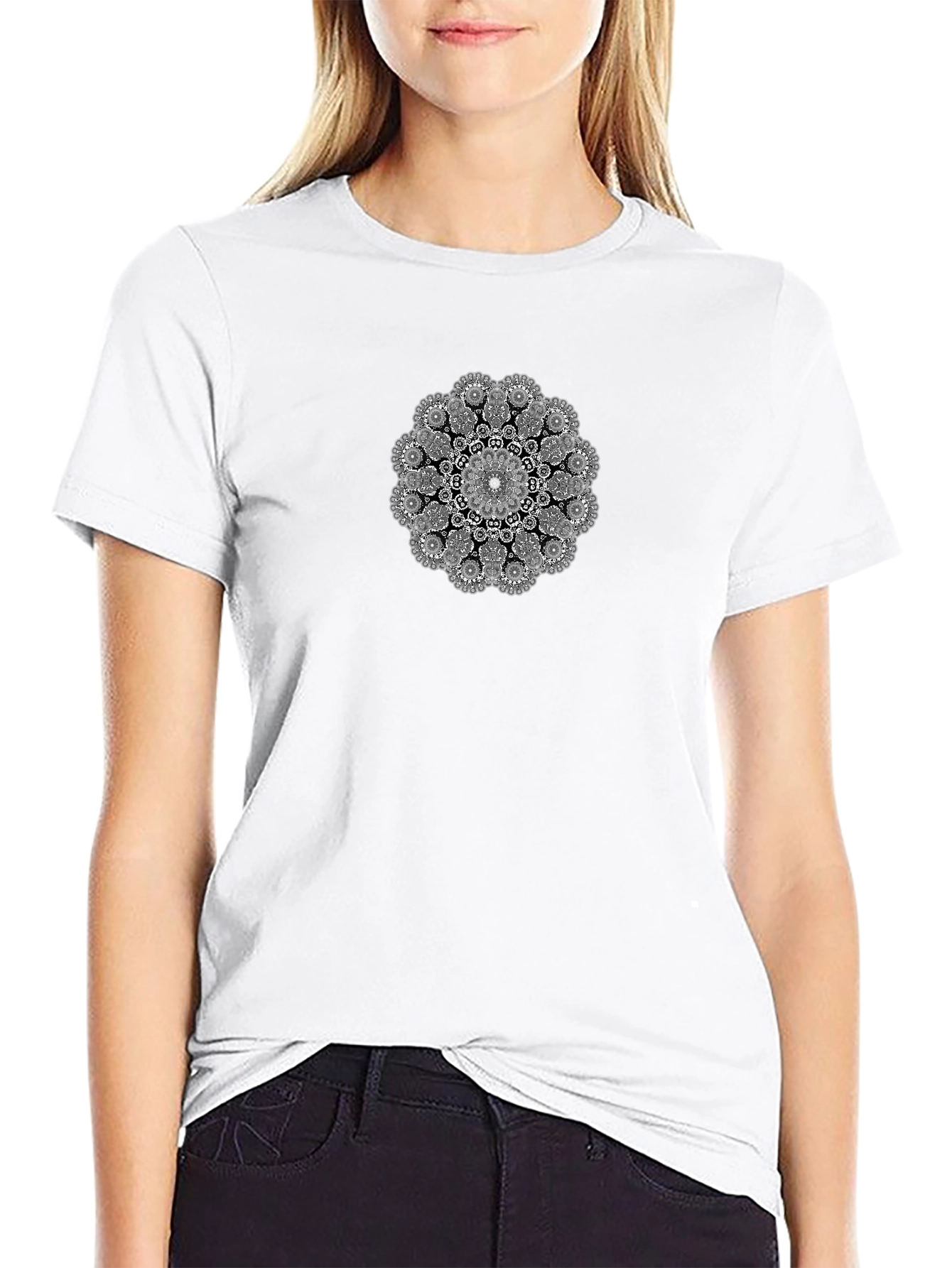 Black T-Shirt with Mandala Graphic