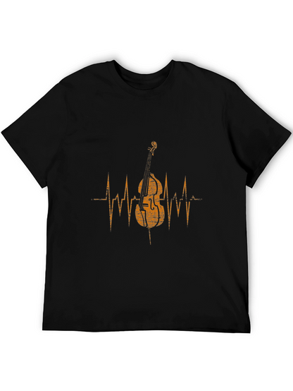 Music Lovers Bass Heartbeat Black T-Shirt