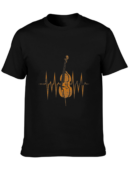 Music Lovers Bass Heartbeat Black T-Shirt