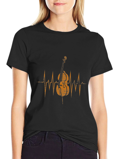 Music Lovers Bass Heartbeat Black T-Shirt