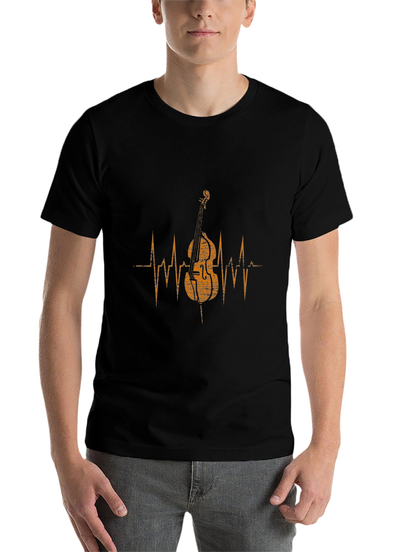Music Lovers Bass Heartbeat Black T-Shirt