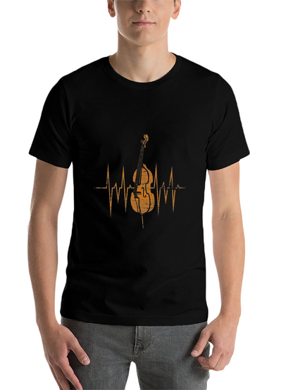 Music Lovers Bass Heartbeat Black T-Shirt