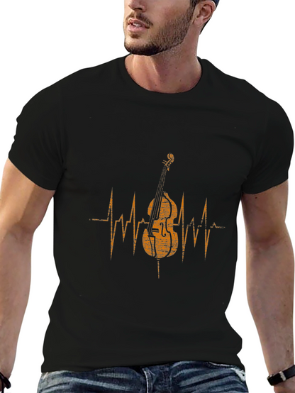 Music Lovers Bass Heartbeat Black T-Shirt