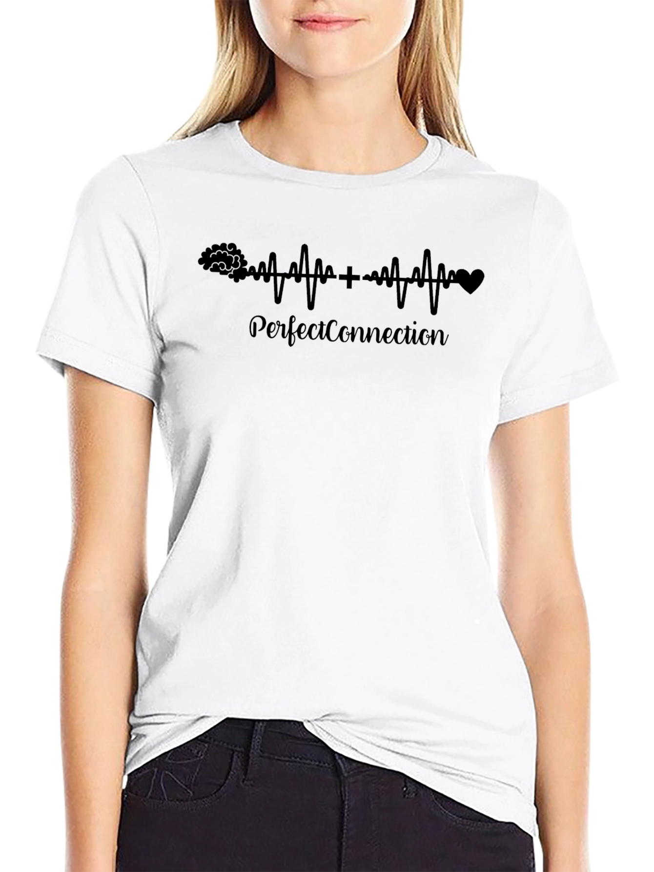 Perfect Connection Graphic Tee - Brain Heart Pulse