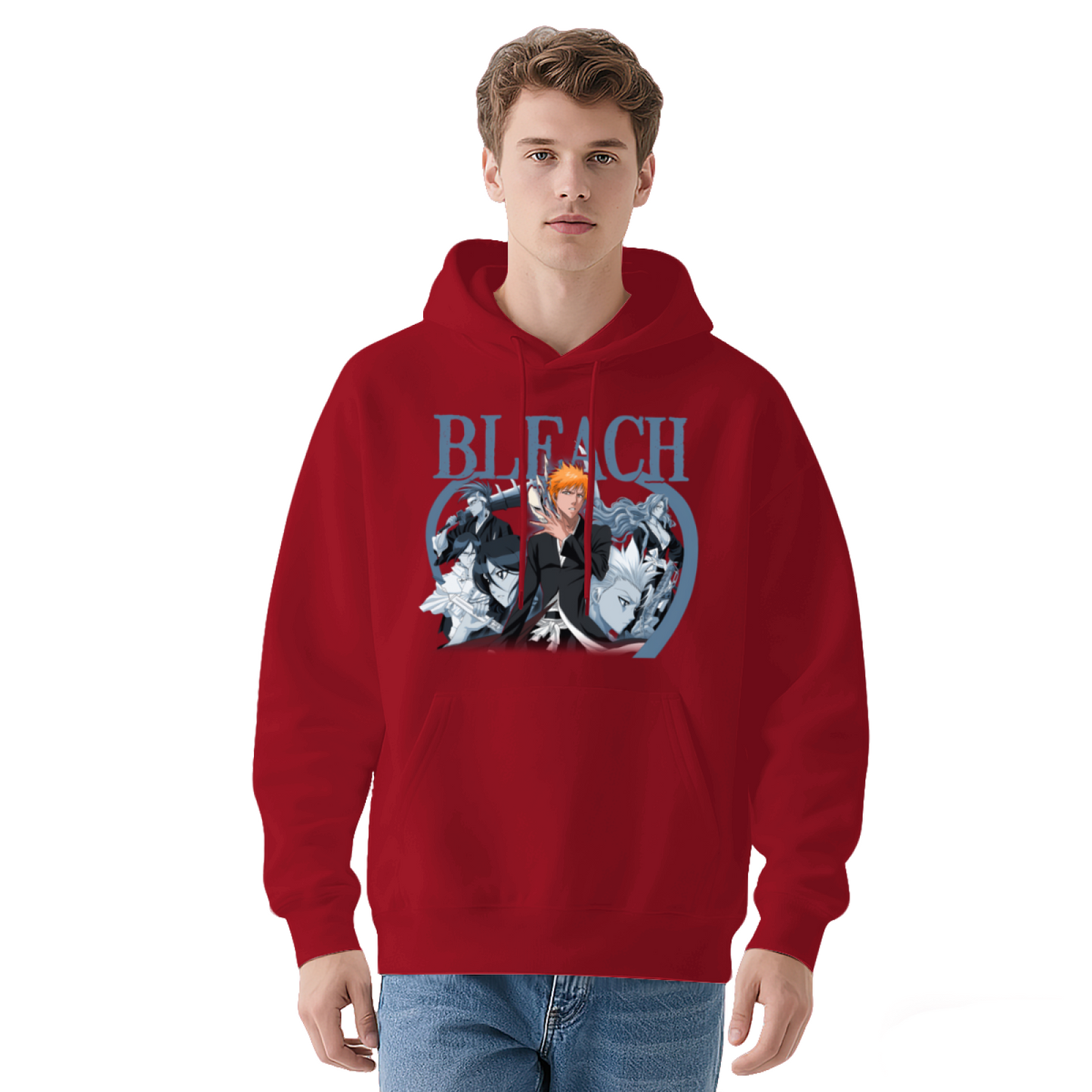 BLEACH Classic Anime Character Graphic White Hoodie, Unisex Soft Relaxed Fit Hooded Top