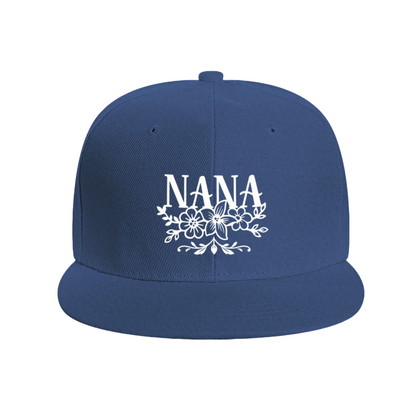 Floral Wreath NANA Print Red Flat Snapback, Grandma Sweet Floral Sun Hat