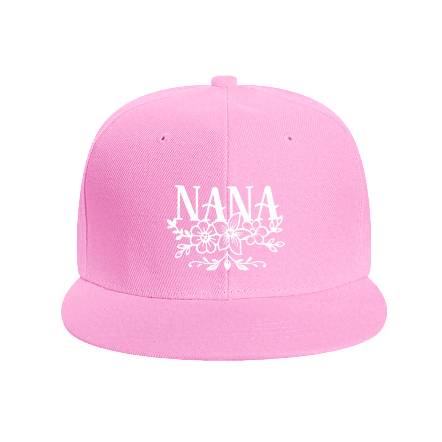 Floral Wreath NANA Print Red Flat Snapback, Grandma Sweet Floral Sun Hat