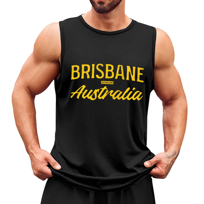 Brisbane Australia Retro Yellow Letter City Tank Top
