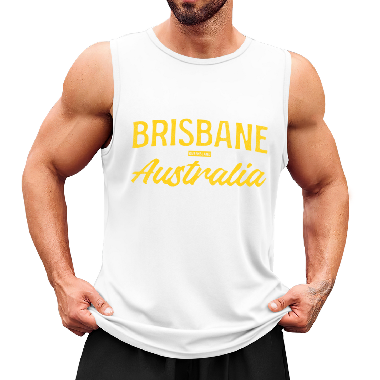 Brisbane Australia Retro Yellow Letter City Tank Top