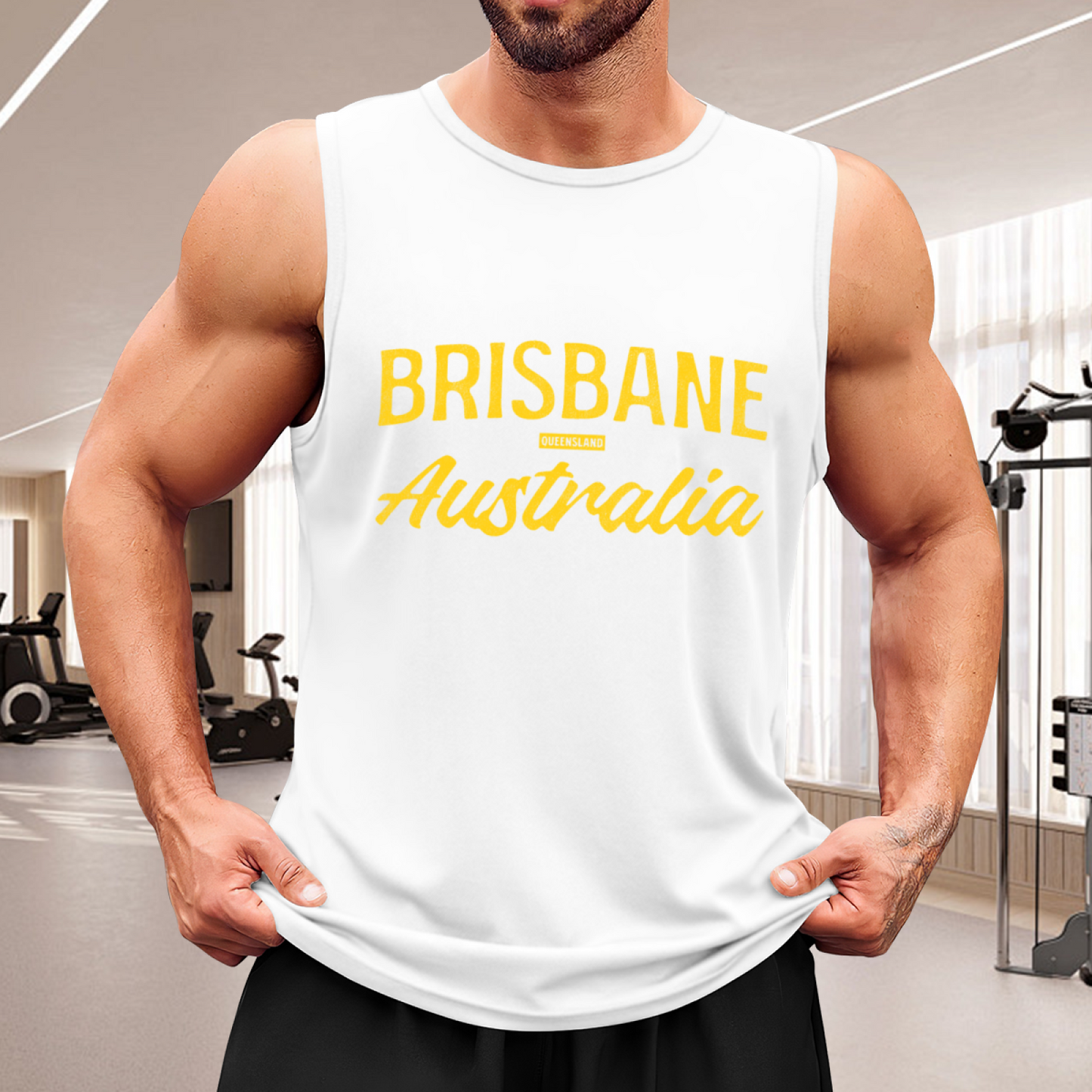 Brisbane Australia Retro Yellow Letter City Tank Top