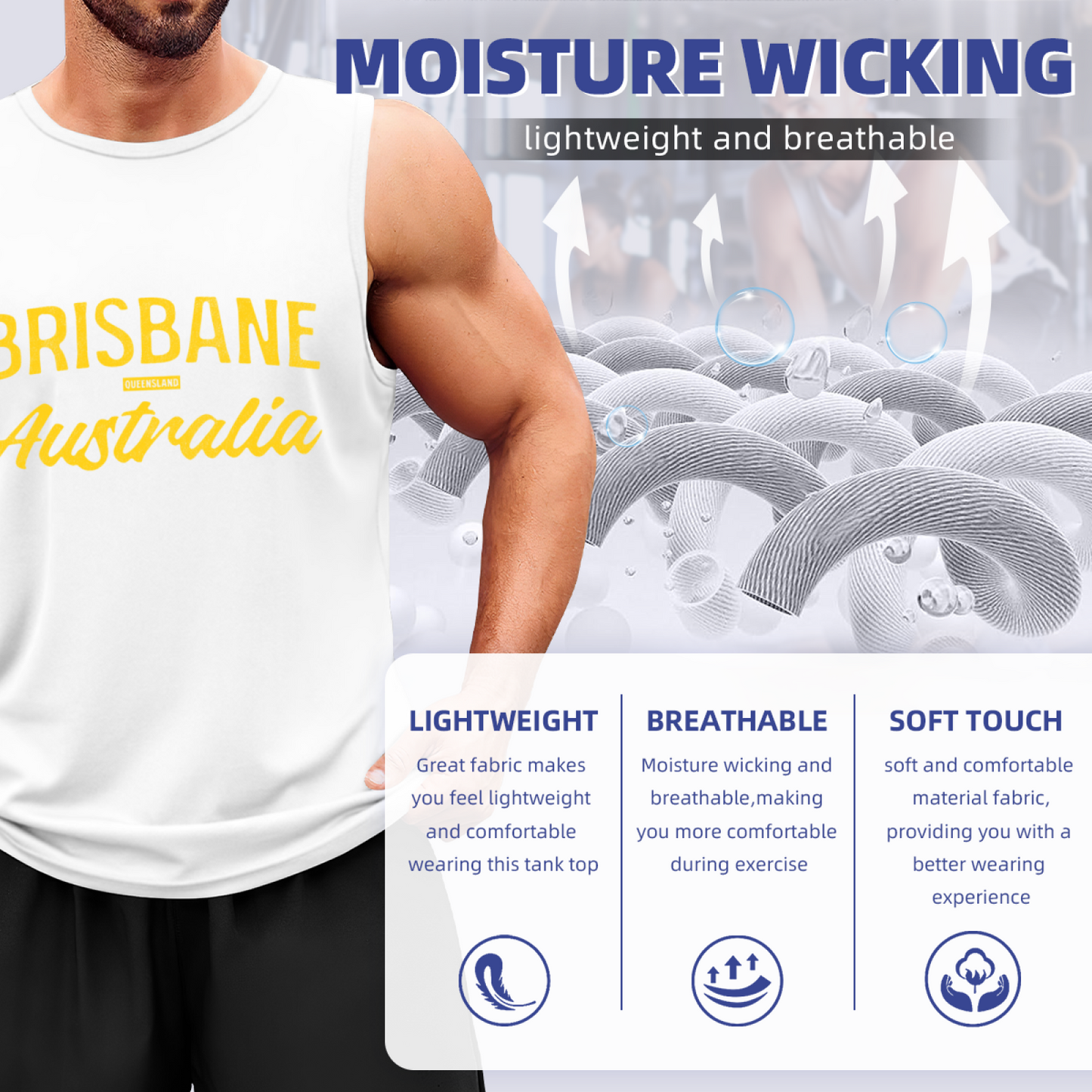 Brisbane Australia Retro Yellow Letter City Tank Top