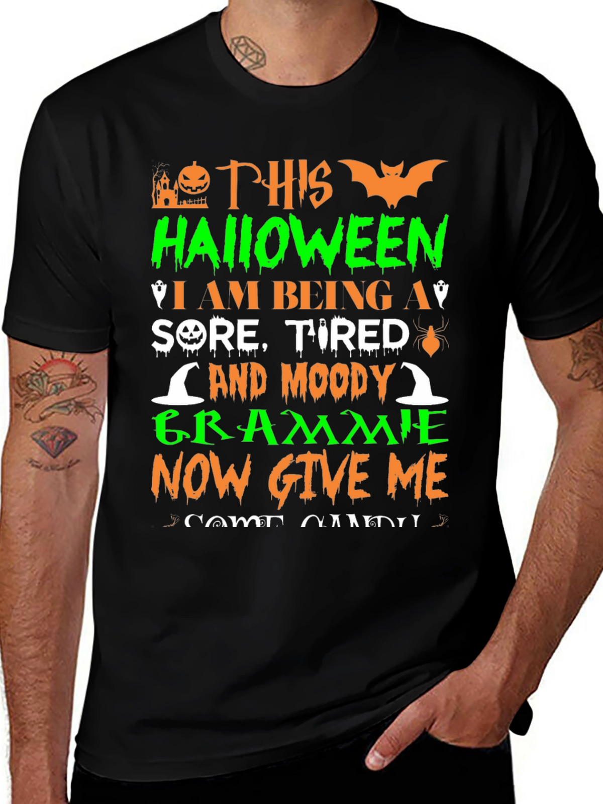 Halloween Grammie T-Shirt - Sore Tired and Moody