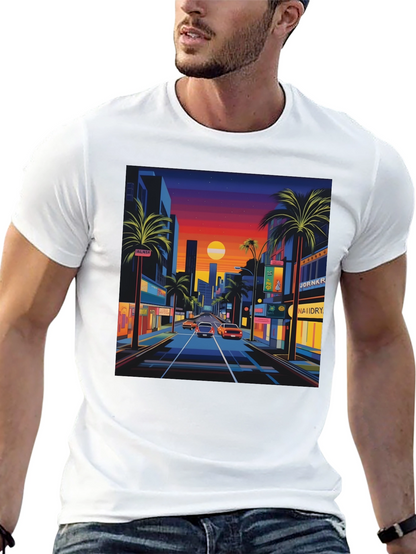 Sunset Cityscape Graphic Tee - Retro Style