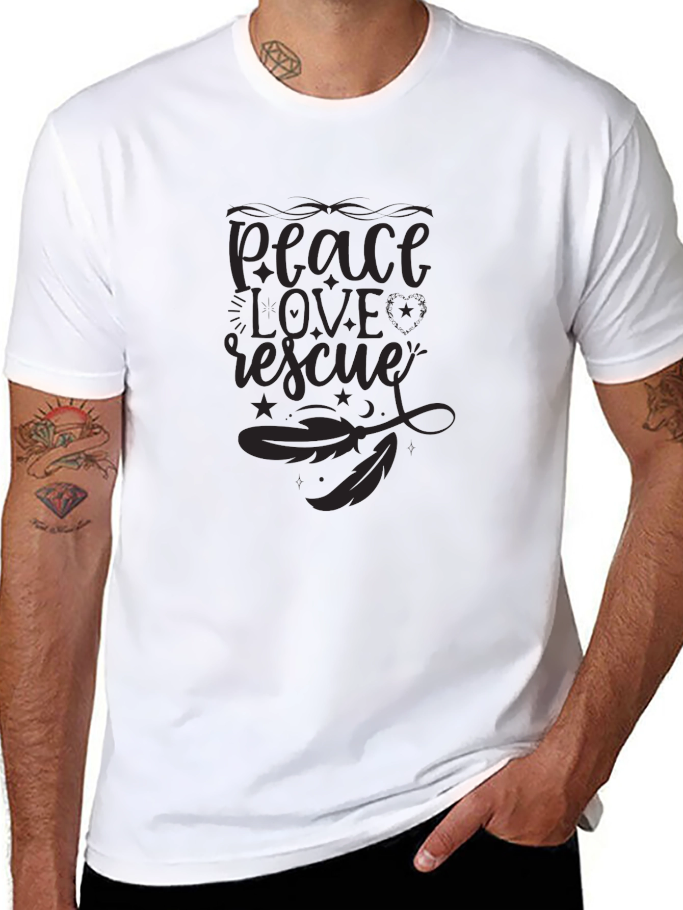 Peace Love Rescue Graphic Tee - Unisex Black Shirt