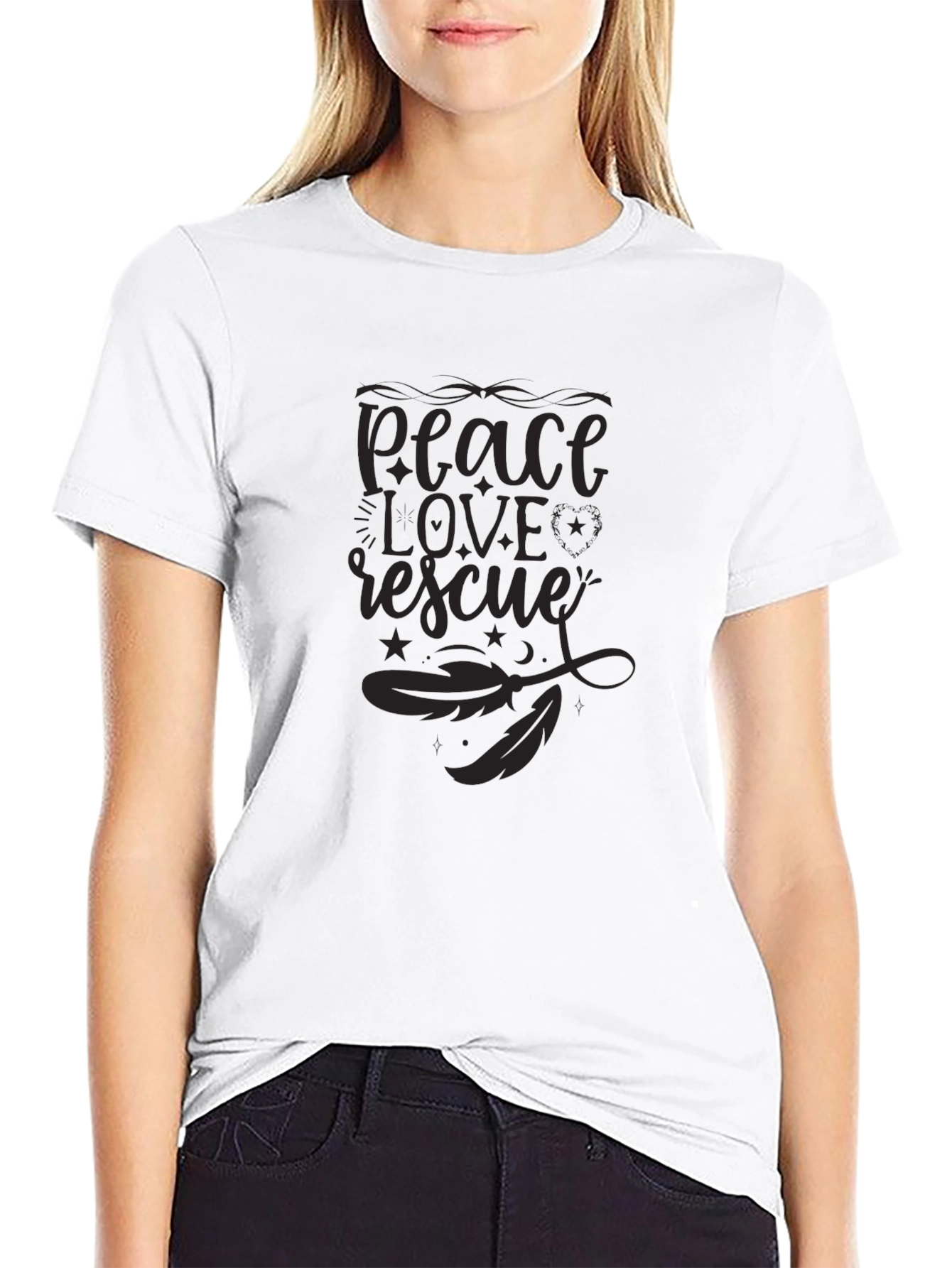 Peace Love Rescue Graphic Tee - Unisex Black Shirt